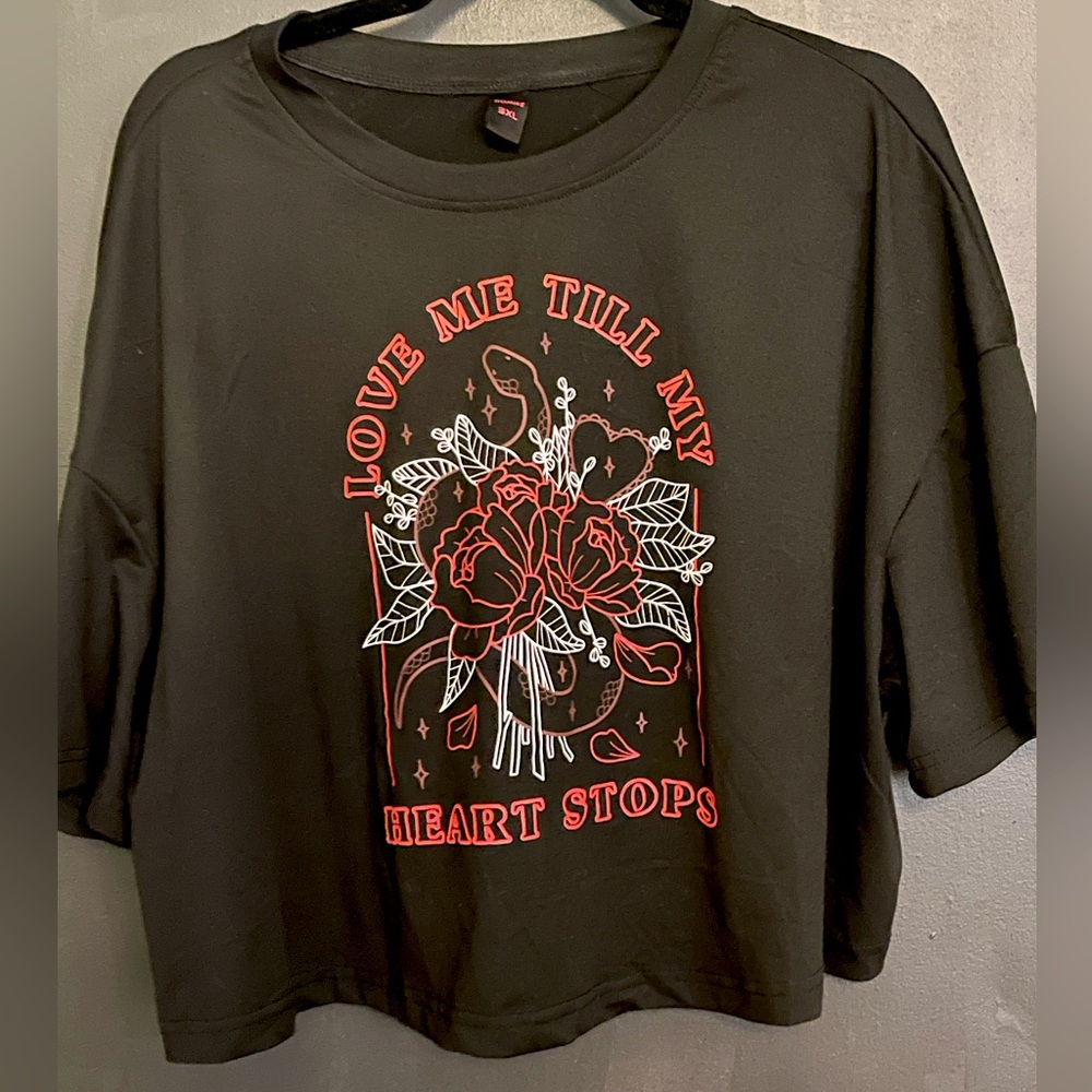 Love Me Till My Heart Stops ROMWE crop top 3x